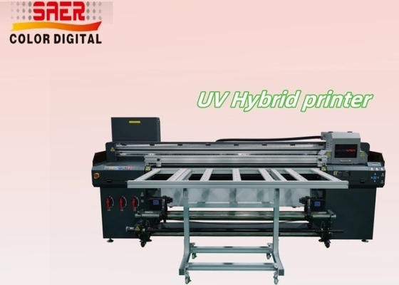 1Impresora híbrida UV de.8m con tabla de gran formato Roll to Roll & Flatbed con cabeza de impresión de alta resolución