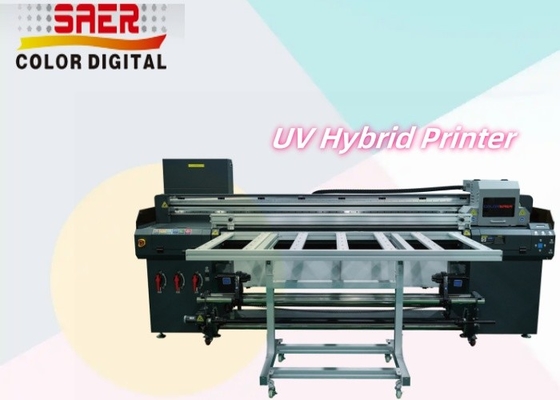 Impresora UV híbrida para diferentes materiales PVC / película blanda / impresión de cuero Impresora UV a prueba de agua resistente a los arañazos de 1,8 m