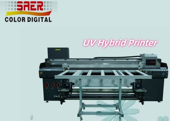 Tinta acrílica CMYK 1.8m Roll To Roll y impresora híbrida UV de piso plano
