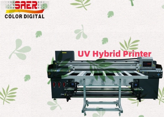 Impresora UV híbrida de 1.8m de alta calidad de piso plano y rollo a rollo Impresora UV para publicidad