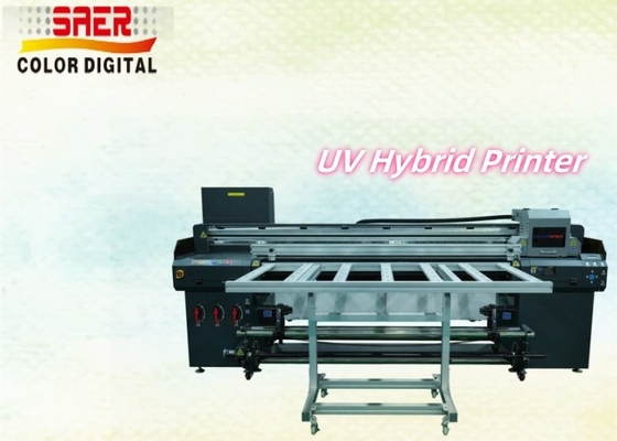 1Impresora híbrida UV de.8m con tabla de gran formato Roll to Roll & Flatbed con cabeza de impresión de alta resolución