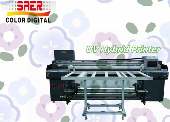 SAER 1.8M Impresora digital híbrida UV de rodillo a rodillo y de piso plano CMYKW