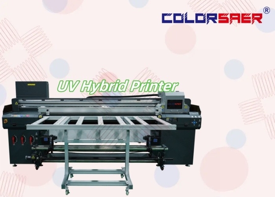 1.8m Máquina de impresión UV de gran formato con piso plano y trazador híbrido UV para rodar todo en uno