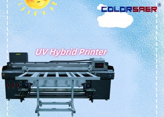 Venta caliente Impresora híbrida UV de 1.8m CMYKW Barniz Impresión artística UV de cama plana y impresora de rodillo a rodillo
