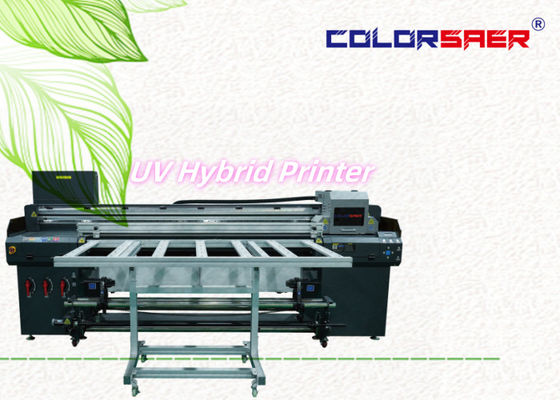 Impresora híbrida UV de 6 pies de ancho y rodillo a rodillo cartel banner pegatina película de techo de gran formato plotter
