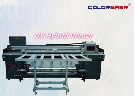 180cm Ancho de impresión Impresora híbrida UV Roll to Roll & Flatbed con cabeza de impresión de 3 pcs o 4 pcs óptica CMYK Varnish