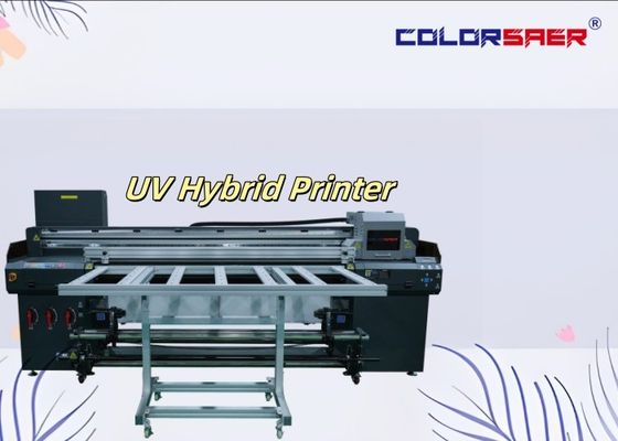 Impresora de inyección de tinta híbrida UV automática digital de 6 pies de rodillo a rodillo y de piso plano