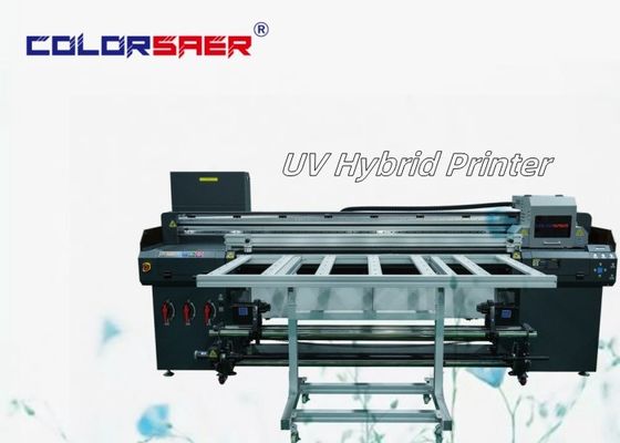 Impresora de inyección de tinta híbrida UV automática digital de 6 pies de rodillo a rodillo y de piso plano