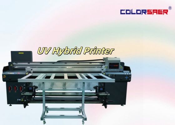 Impresora híbrida UV de nueva tecnología de 6 pies de largo de rodillo a rodillo y de piso plano Color + blanco + color + barniz