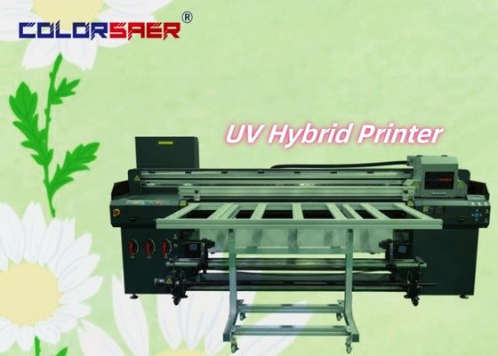 1Impresora híbrida UV de.8m para publicidad exterior e interior CMYK + W + CMYK + barniz