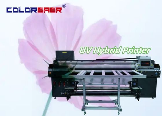 Máquina de impresión de inyección de tinta UV de gran formato de color para rodar y trama híbrida de UV de tela plana