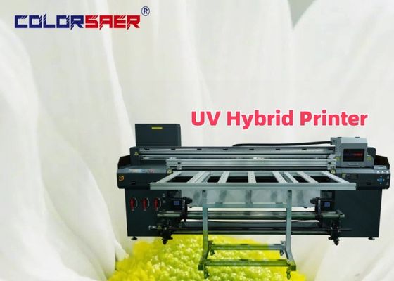 Máquina de impresión de inyección de tinta UV de gran formato de color para rodar y trama híbrida de UV de tela plana