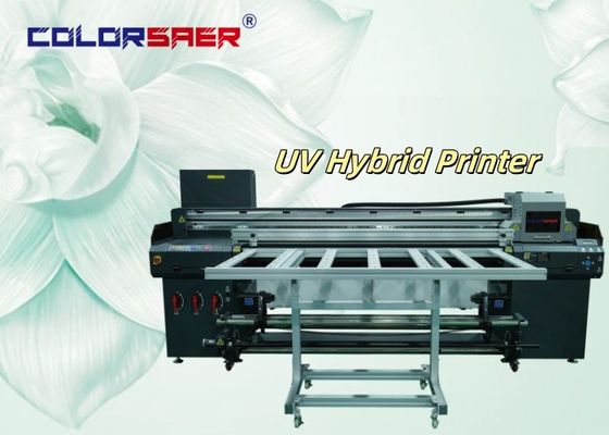 1Impresora híbrida de inyección de tinta UV digital de.8m de ancho y 3/4 cabezas de impresión para impresión de forma irregular y de rollo a rollo