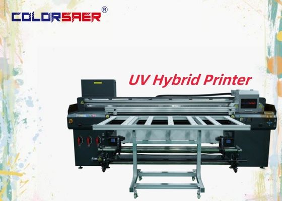 1Impresora híbrida de inyección de tinta UV digital de.8m de ancho y 3/4 cabezas de impresión para impresión de forma irregular y de rollo a rollo