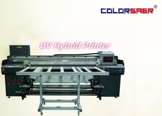 Máquina de impresión de carteles de alta calidad digital de piso plano y rollo a rollo con impresora híbrida UV
