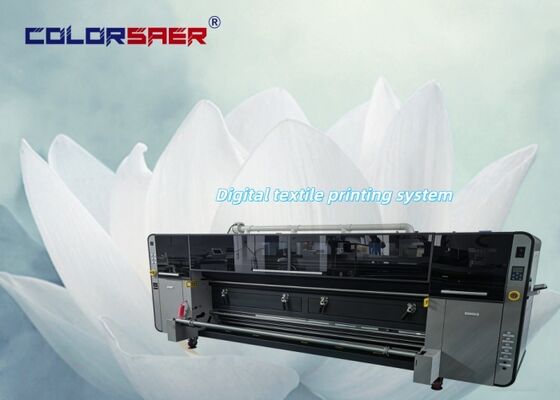 Máquina de impresión de bandera de inyección de tinta digital comercial con ancho de impresión de 3200 mm rollo automático a rollo y doble color CMYK para impresión textil